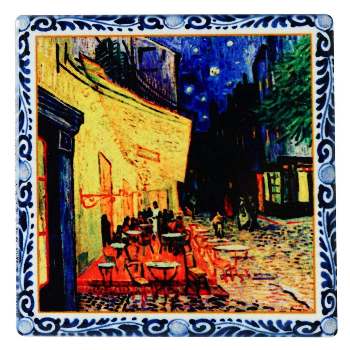 Magnet Café Terrace at Night Color – Heinen Delfts Blauw Magnet Heinen Delfts Blauw