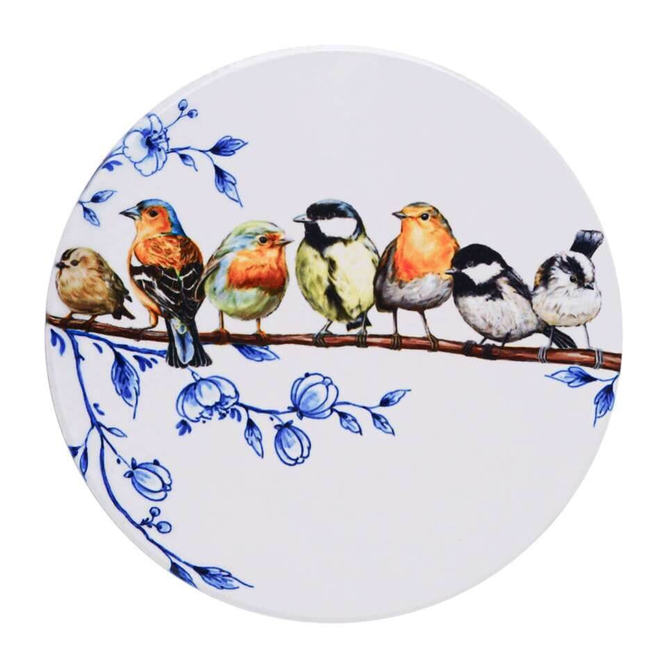 Bordskåner med skovfugle – Ø 18 cm | Heinen Delfts Blauw Souvenirs og dekorationer Heinen Delfts Blauw