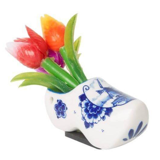 Magnet med træsko og tulipaner | Heinen Delfts Blauw Magneter Heinen Delfts Blauw
