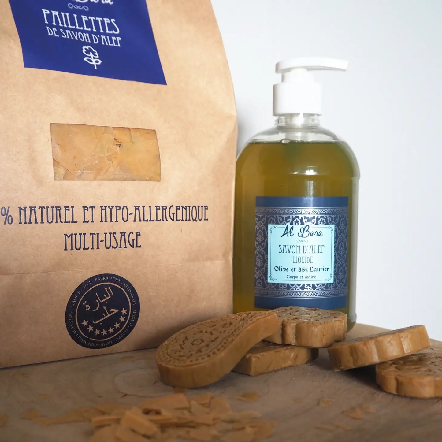 Aleppo Flydende Sæbe 35% Laurbærblad - Al Bara - 500 ml Aleppo sæbe Al Bara Savon d'Alep
