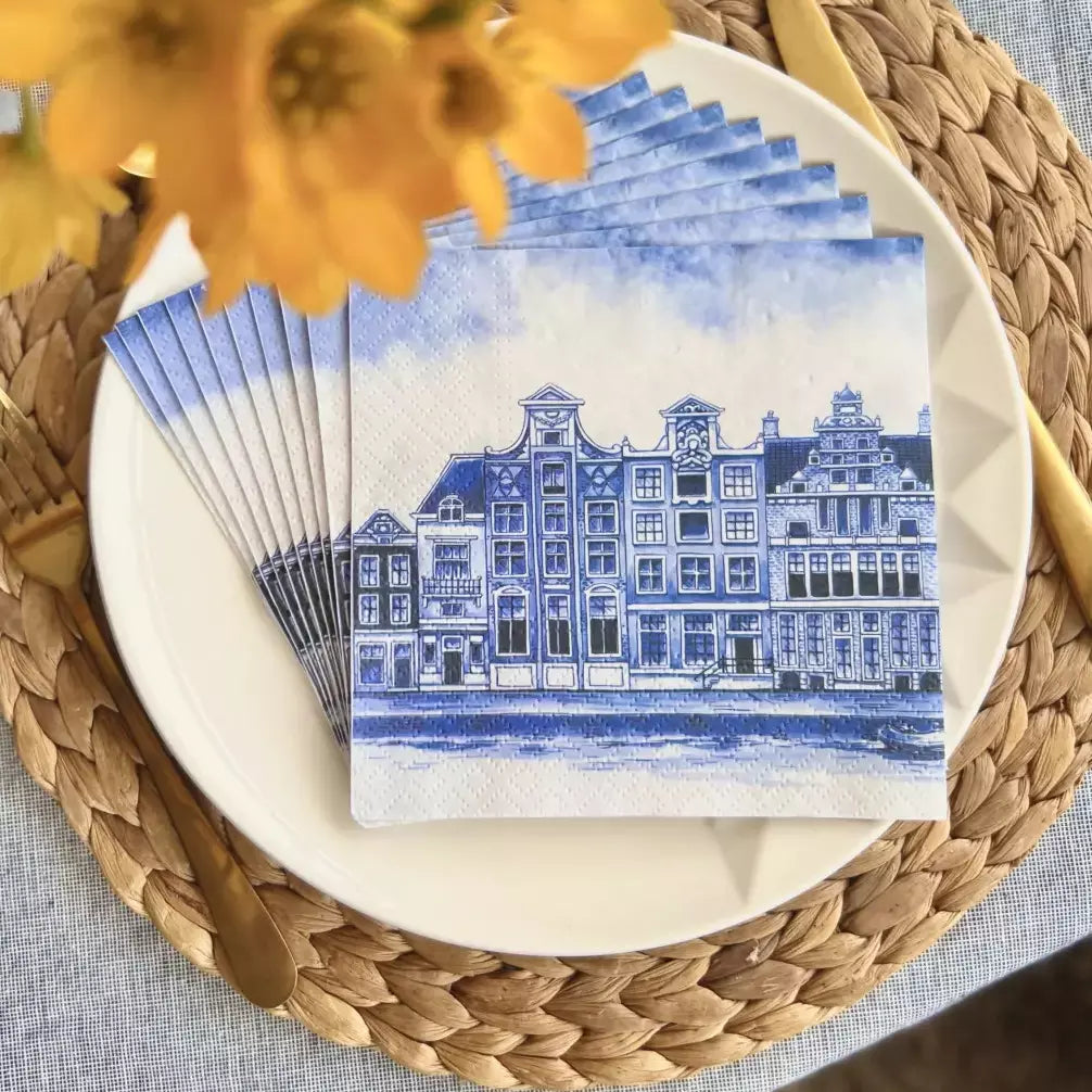 Frokost servietter med Hollandske huse