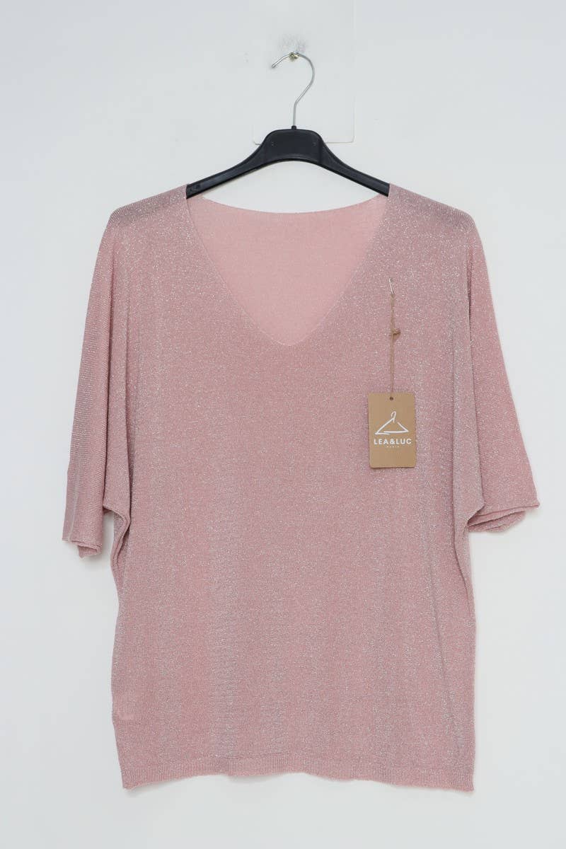 Lurex bluse med V hals