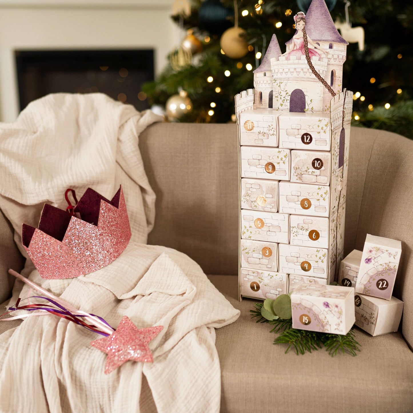 Rapunzel Pakkekalender Sæt - DIY Tårn med 24 Kasser