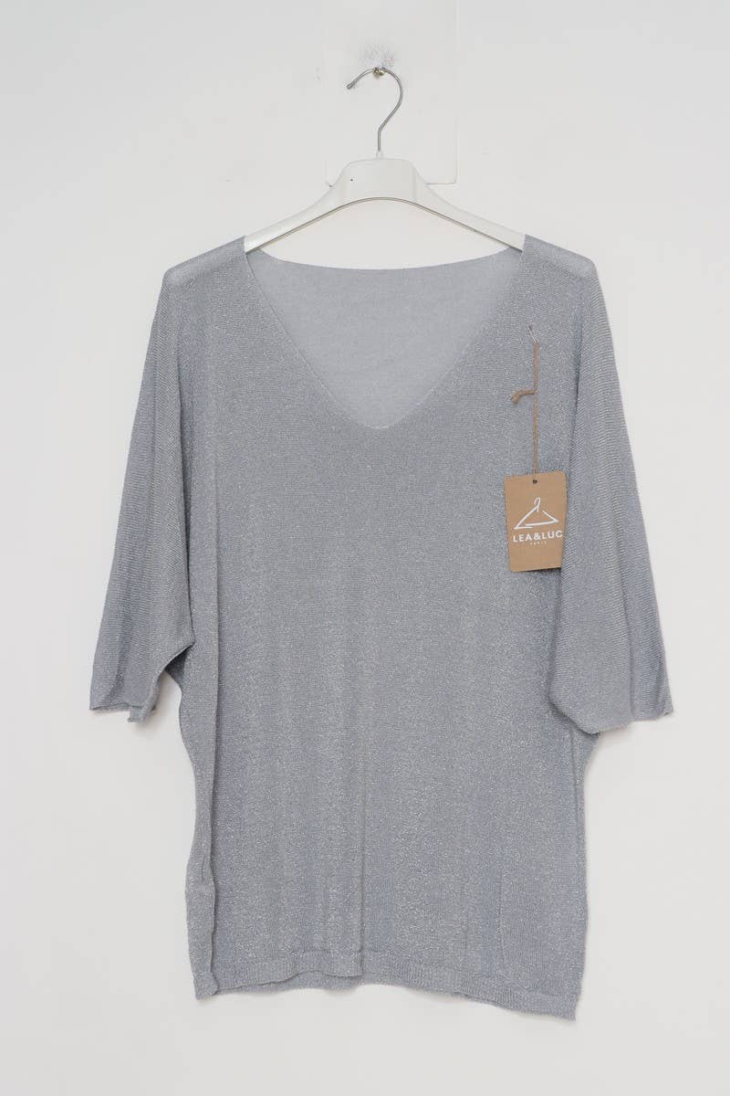 Lurex bluse med V hals