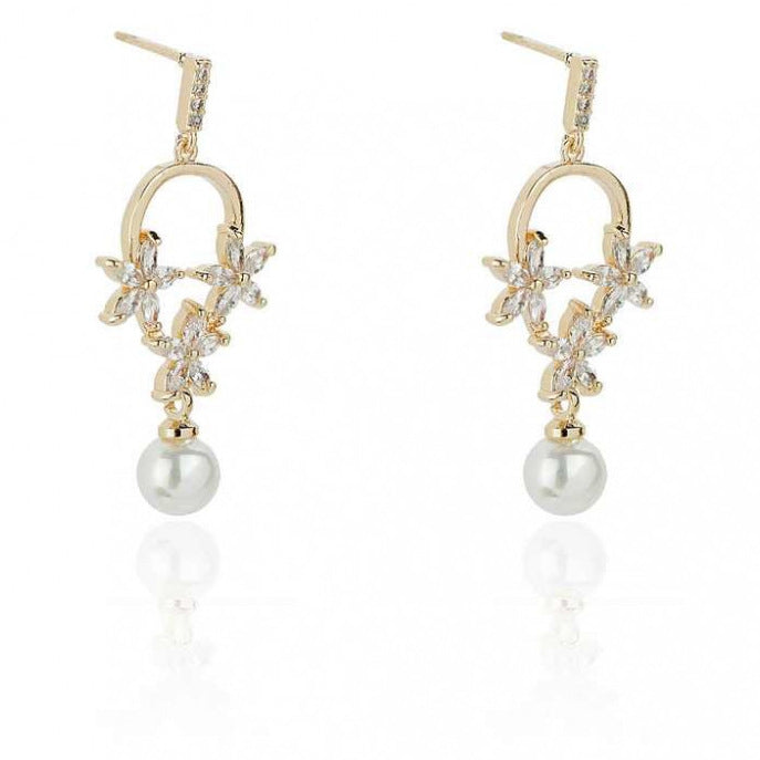 Forgyldte Øreringe med Stjerne og Perle - Kirurgisk Stål 14K Guld eCarla Default Title