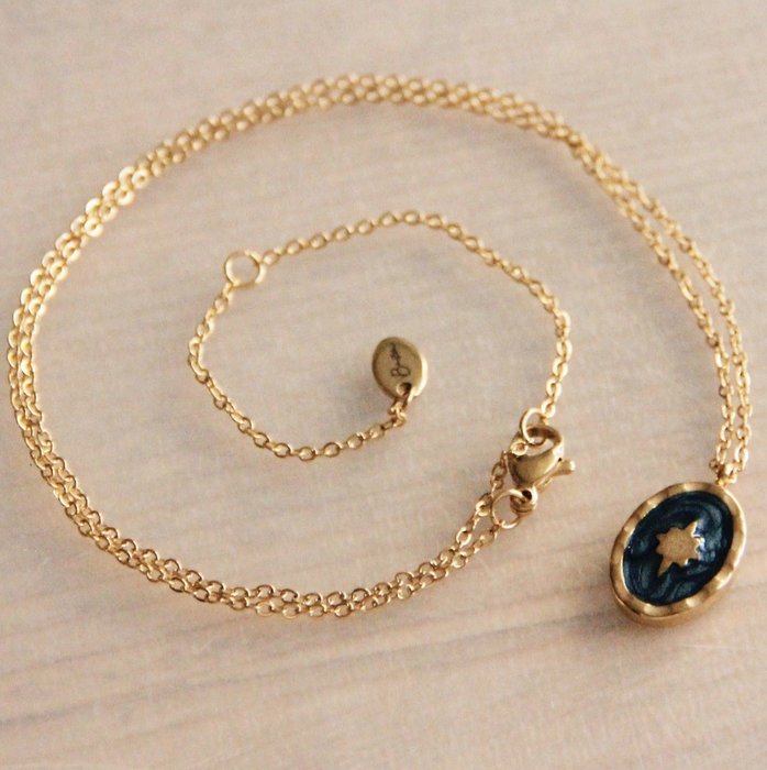 Halskæde med Nordstjerne i guld - Bazou Bazou