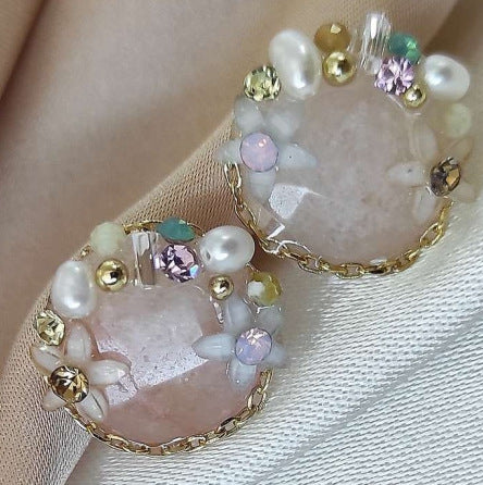 Øreringe blomst med perler eCarla