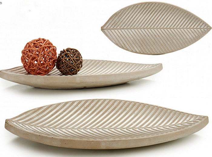 Dekorativt Fad Blad i Cement - 29,5 cm Chic Antique Bitten CpH Default Title