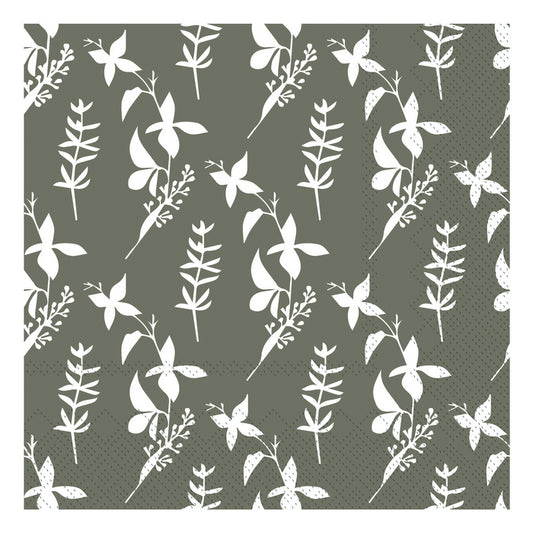 Serviet blomster mosgrøn