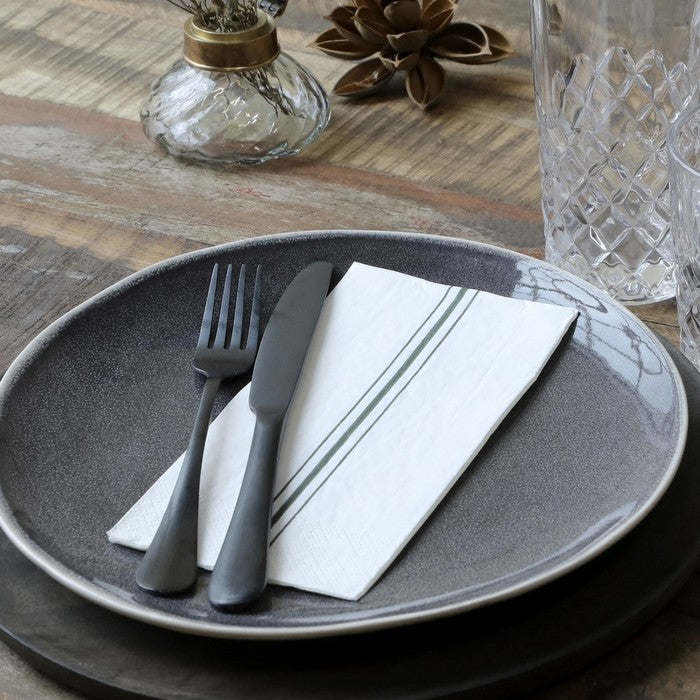 Buffet Serviet hvid med olmer strib