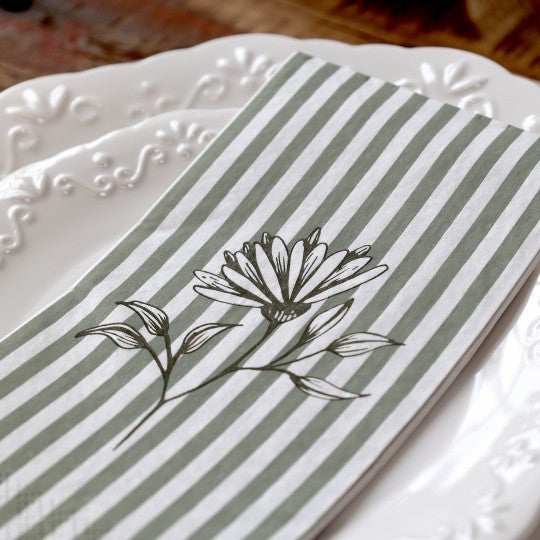 Buffet Serviet striber og blomster