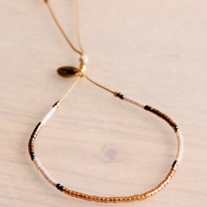 Miyuki armbånd i cognac og nude - Bazou Bazou