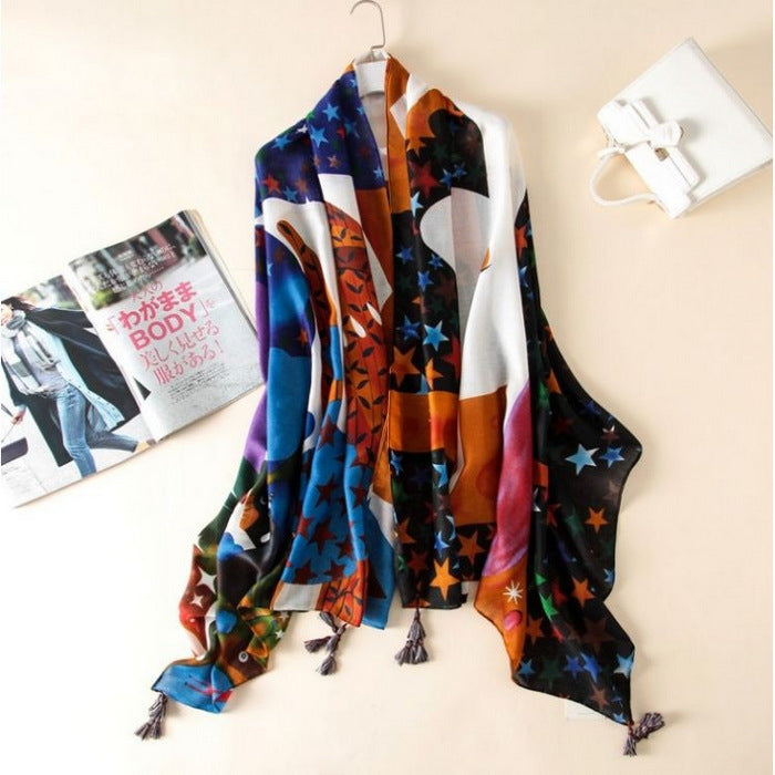 Stort Bomuldstørklæde med Dådyr - Elegant Design eCarla