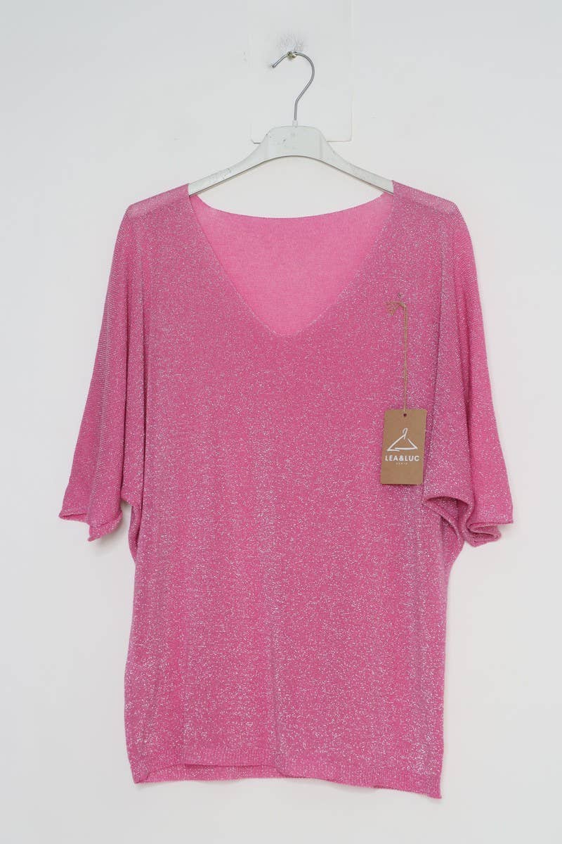 Lurex bluse med V hals