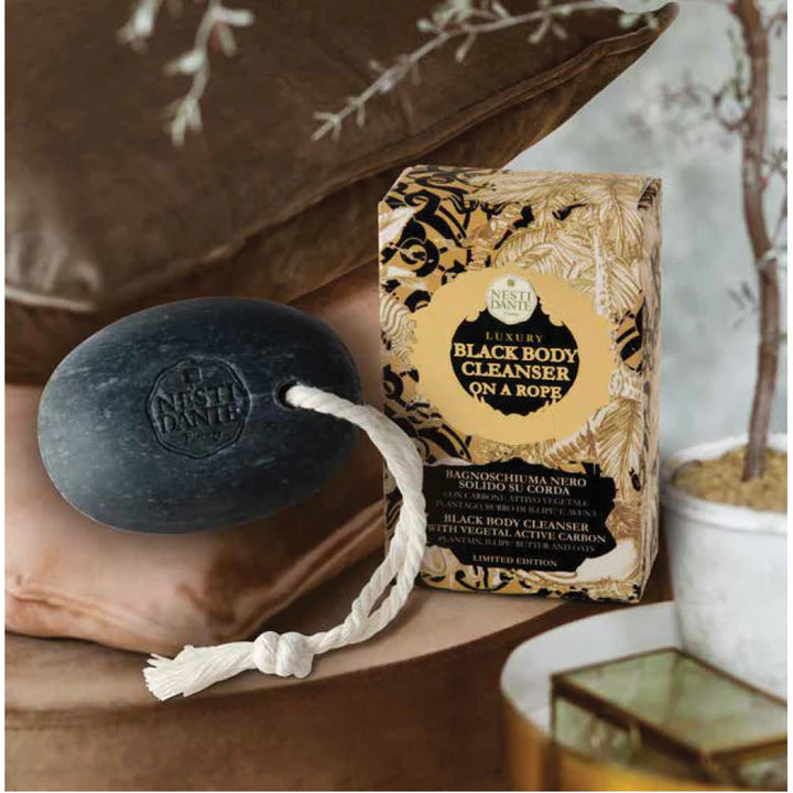 Nesti Dante Black Soap on a Rope 150g - Afrikansk Sort Sæbe Italiensk fast sæbe Nesti Dante