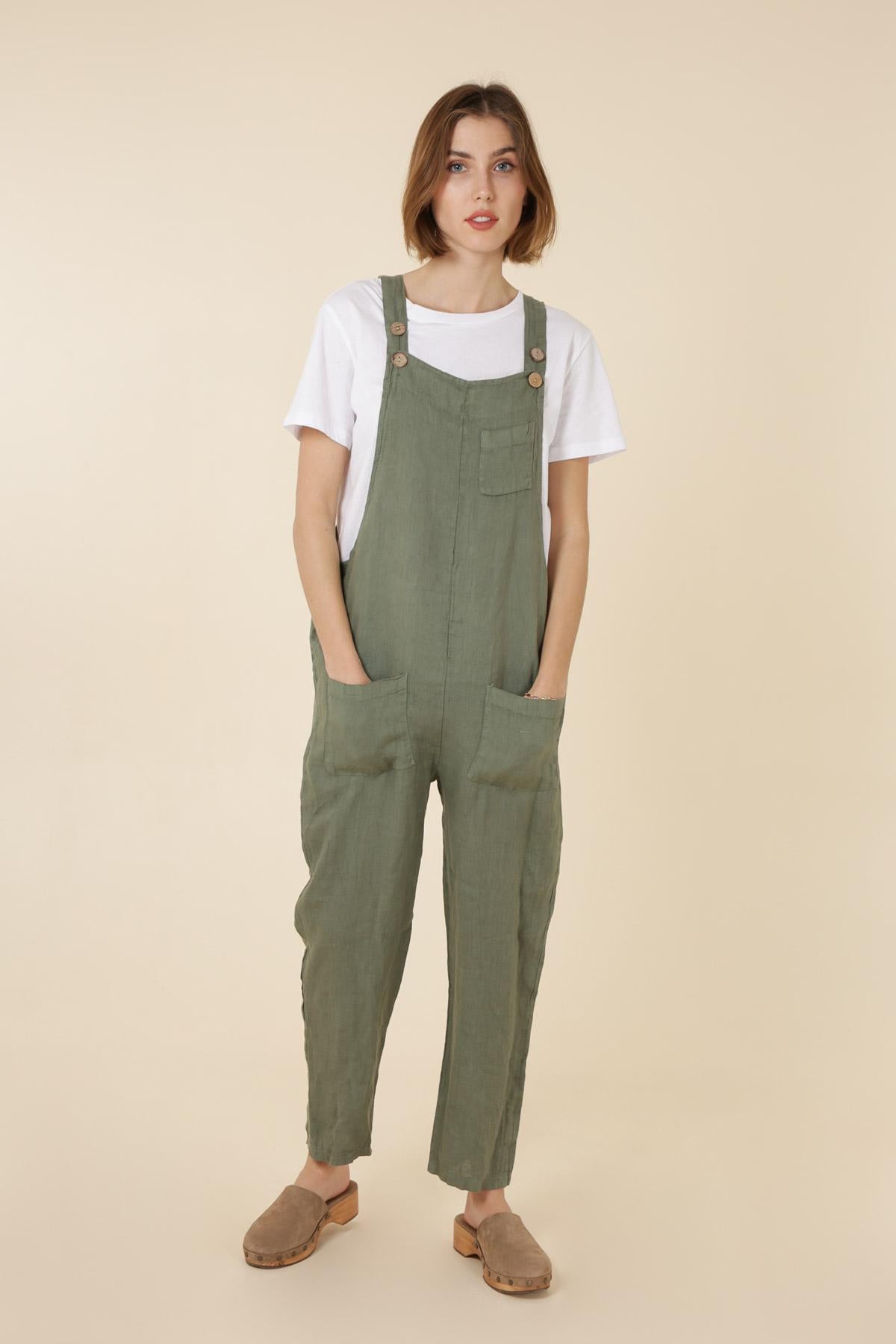 Overalls i Hør khaki