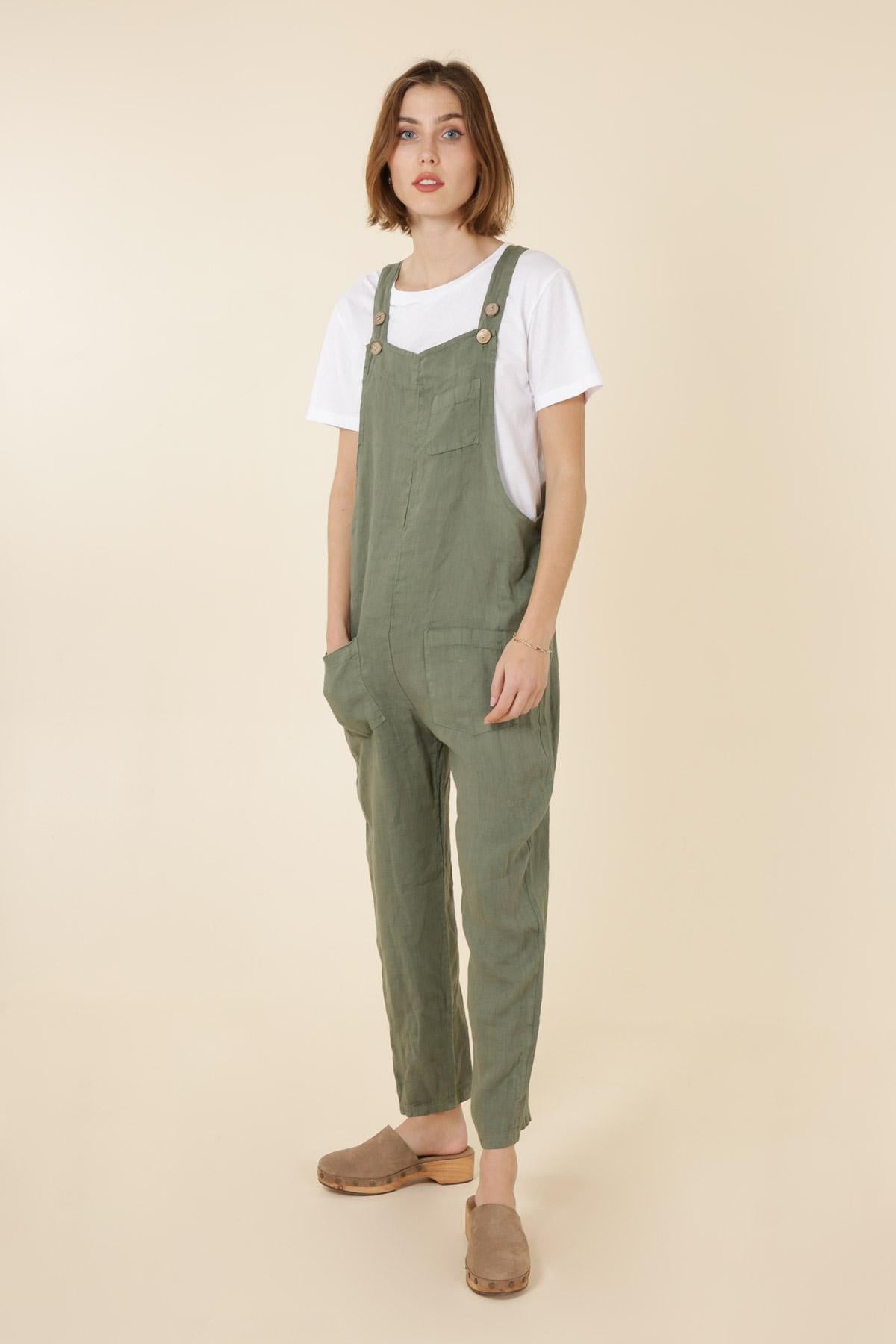Overalls i Hør khaki