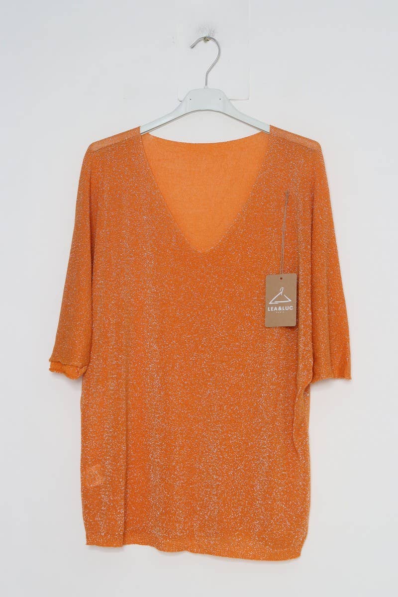 Lurex bluse med V hals