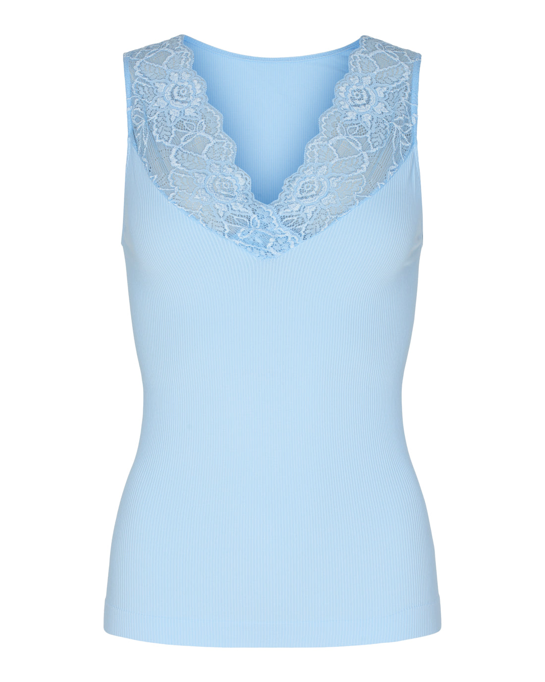 Tim & Simonsen Belen rib v-lace Top flere farver Tim & Simonsen Azzurro S/M