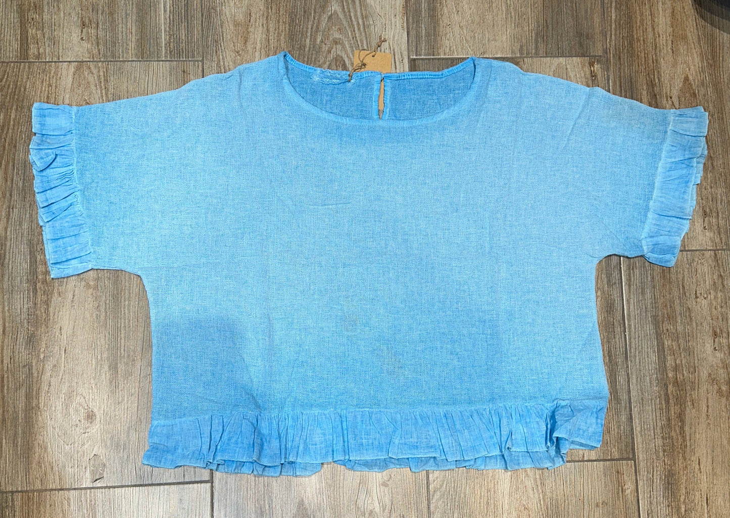 Bluse med Flæse 50% Hør og 50% Bomuld - One Size | LÉA & LUC Lea & Luc