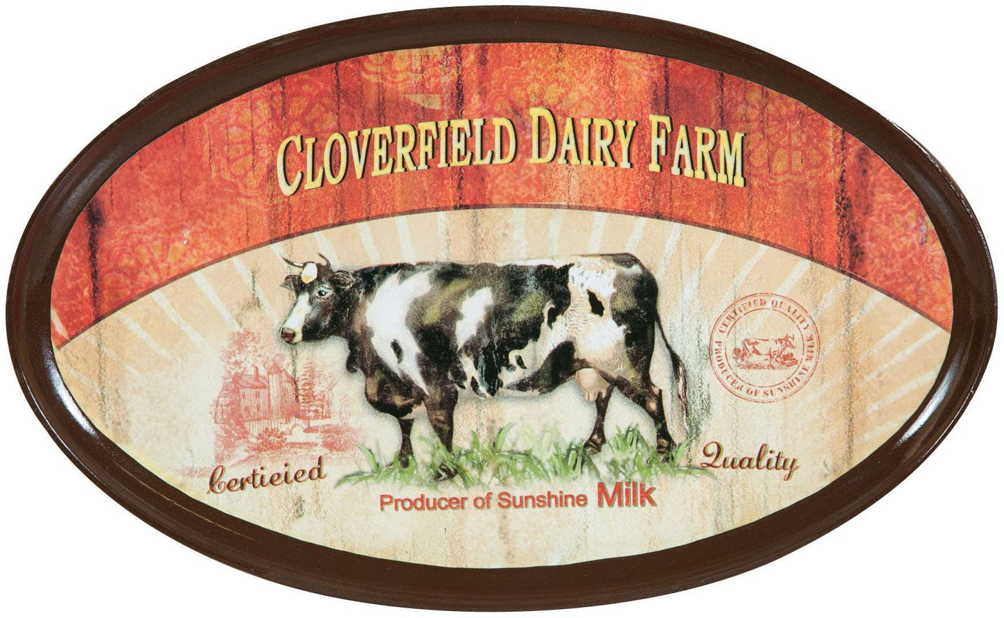 Oval Bakke med Ko 28,5x18 cm - Antik Dekoreret Polycarbonat Biscottini International Art Trading