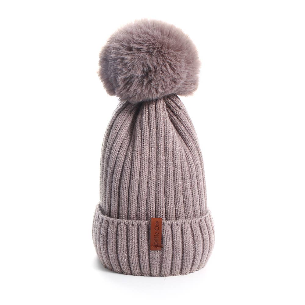 Hue med glimmer og udskiftelig top Taupe