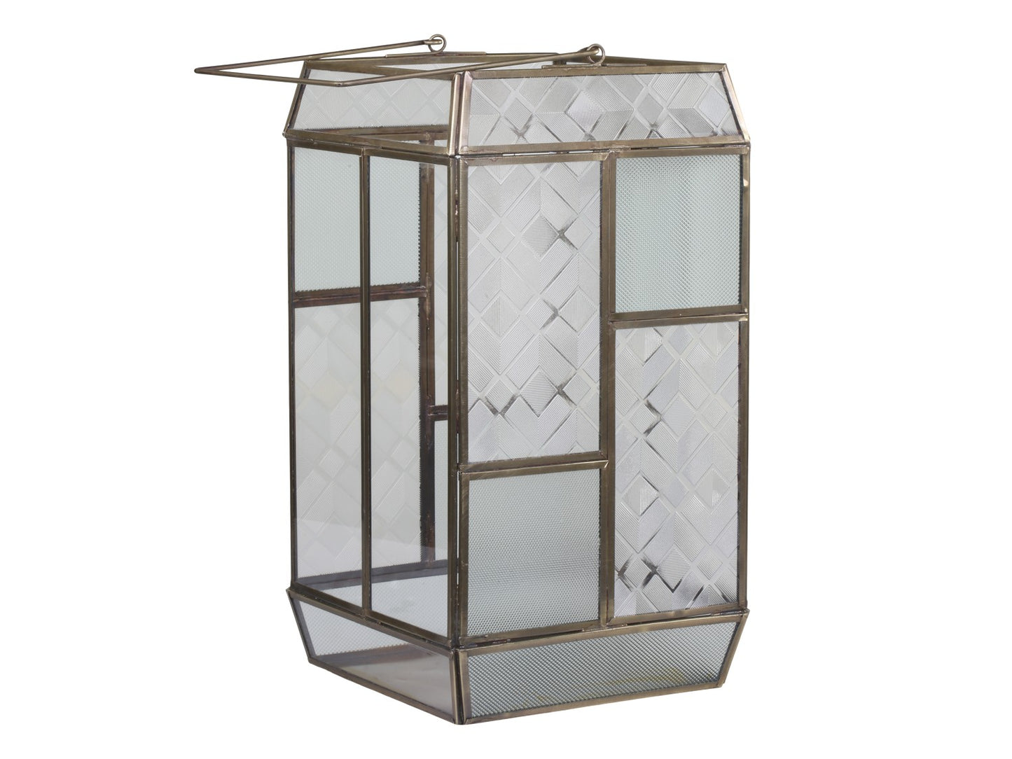 Lanterne med matteret glas messingfarvet Chic Antique