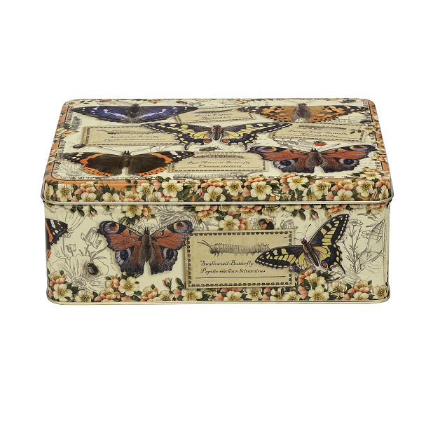 Nostalgi Vintage Opbevaringsdåse - Metal med Sommerfugle & Roser 20x16 cm Køkkenopbevaring Maison Royal Garden
