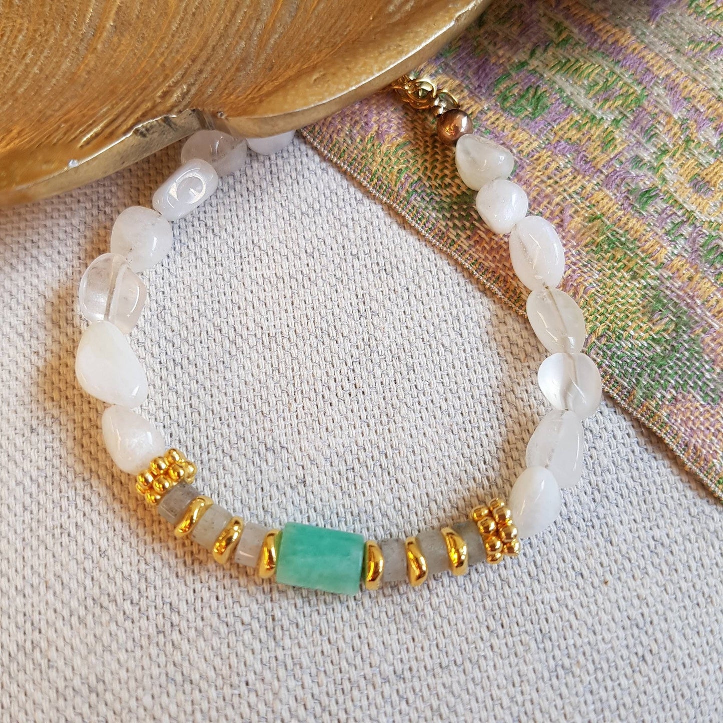 Armbånd amazonit og månesten - Adhya