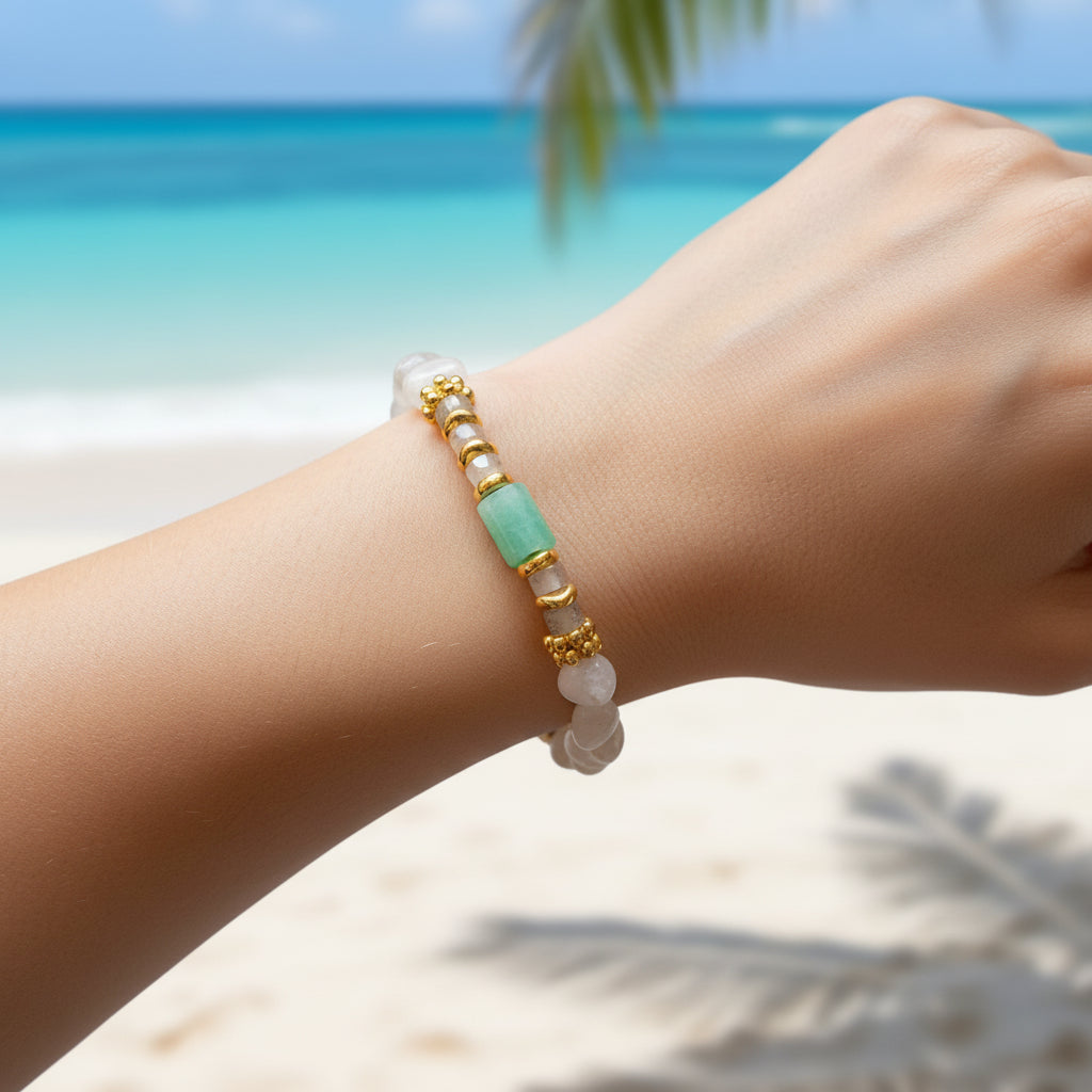 Armbånd amazonit og månesten - Adhya GINANDGER