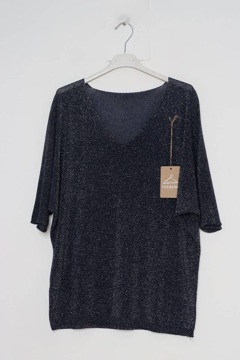 Lurex bluse med V hals