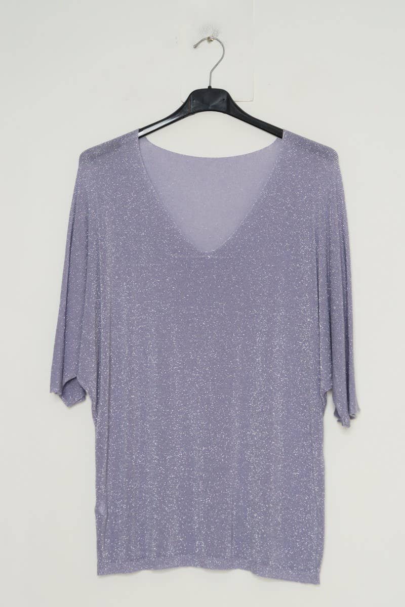 Lurex bluse med V hals