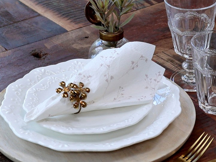 Frokost serviet hvid med blomster