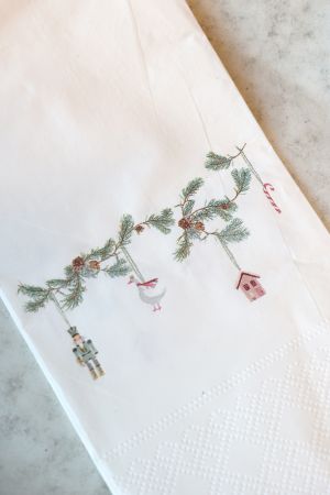 Servietter med ranke – Hvid – 40 x 40 cm – 16 stk.