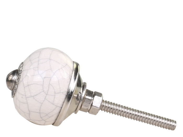 Rundt Greb med Krakeleret Mønster - Vintage Møbelknop 4 cm Chic Antique