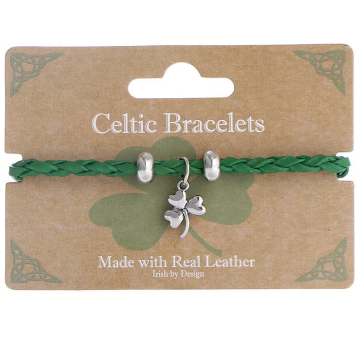 Celtic armbånd i snoet læder grøn Celtic Ore Crafts