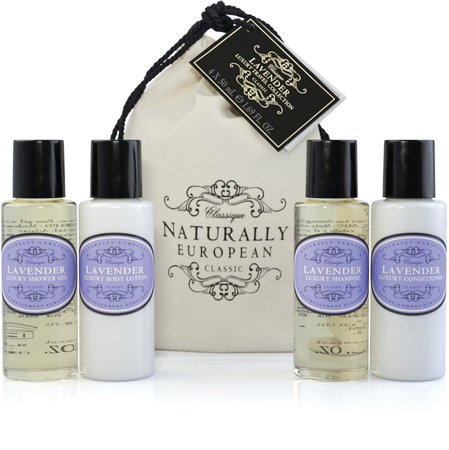 Travel Sæt Lavendel 4x50ml - Luksus Rejse Toiletartikler Naturally European Default Title