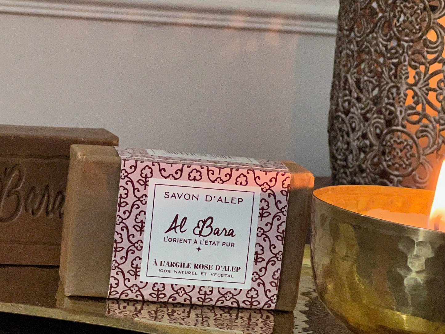 Aleppo pink ler sæbe 150g uren og fedtet hud