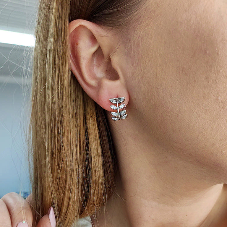 Øreringe blade med sten eCarla