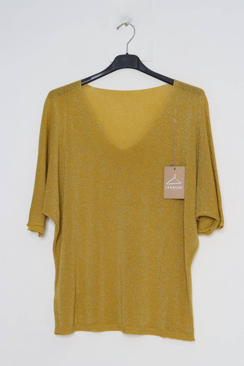 Lurex bluse med V hals