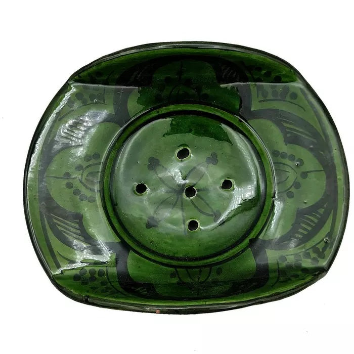Keramisk sæbeskål Terracotta Marrokansk grøn/sort