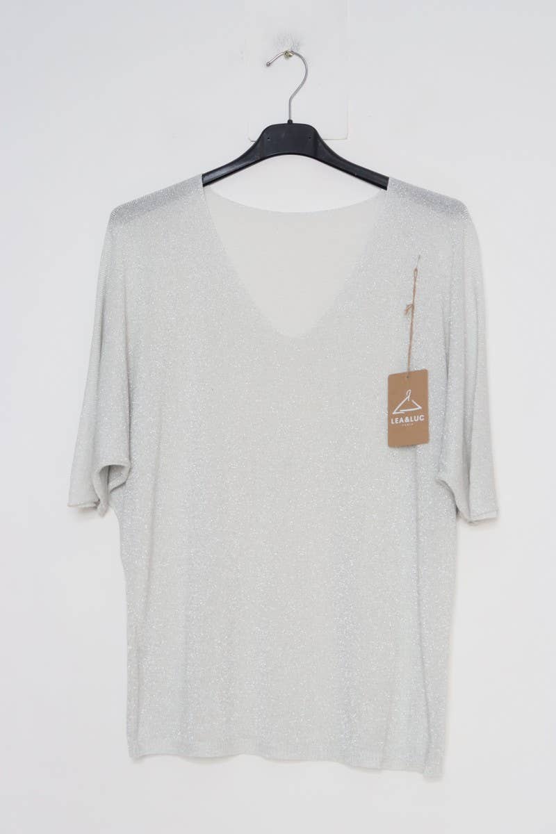 Lurex bluse med V hals