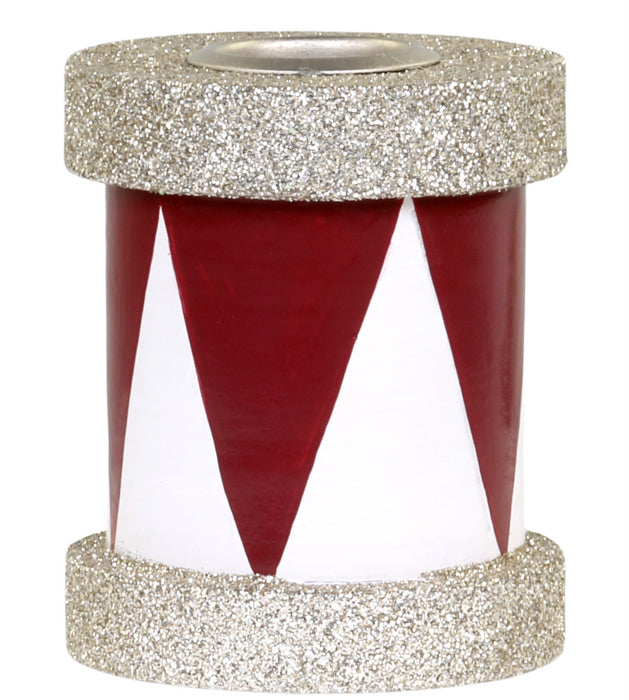 Vintage Lysestage tromme med glimmer
