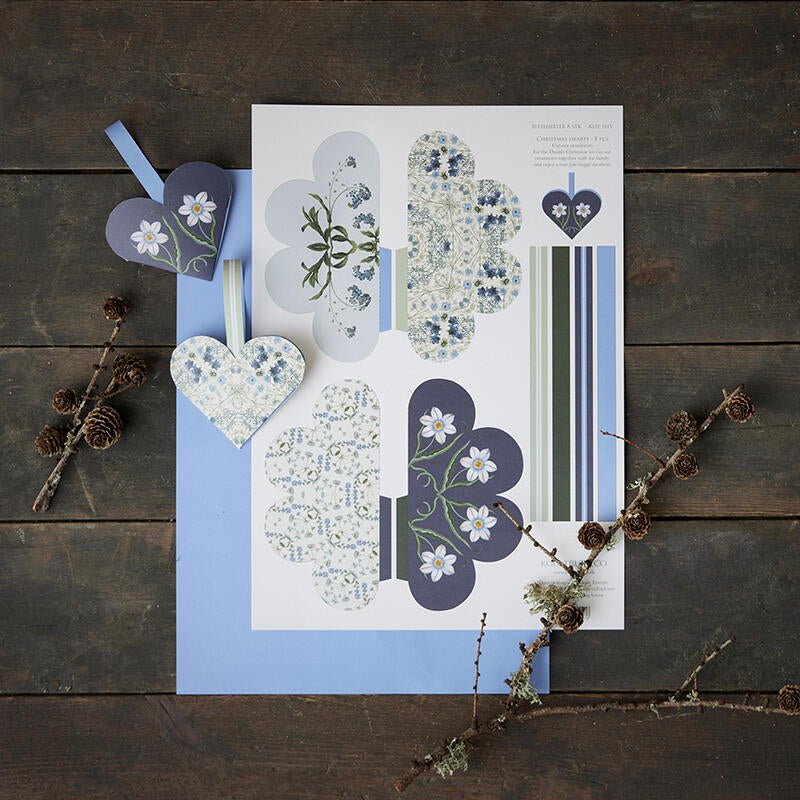 Julehjerter - Klip selv blå grøn - Koustrup & Co Koustrup & Co