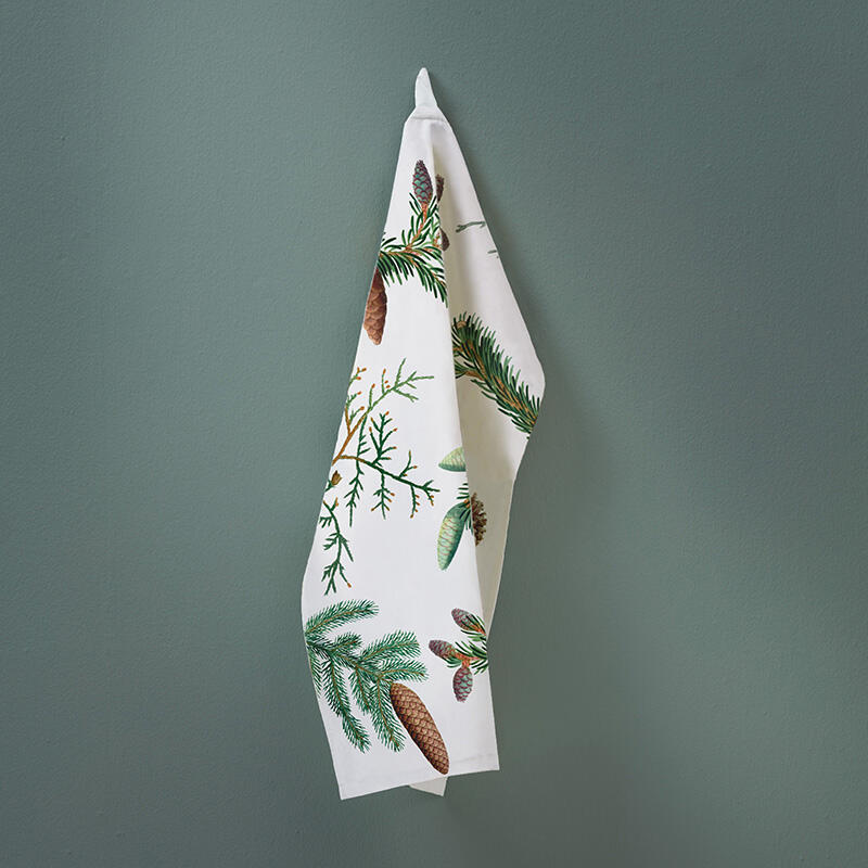 Økologisk viskestykke med jul og fyrretræer viske Koustrup & Co