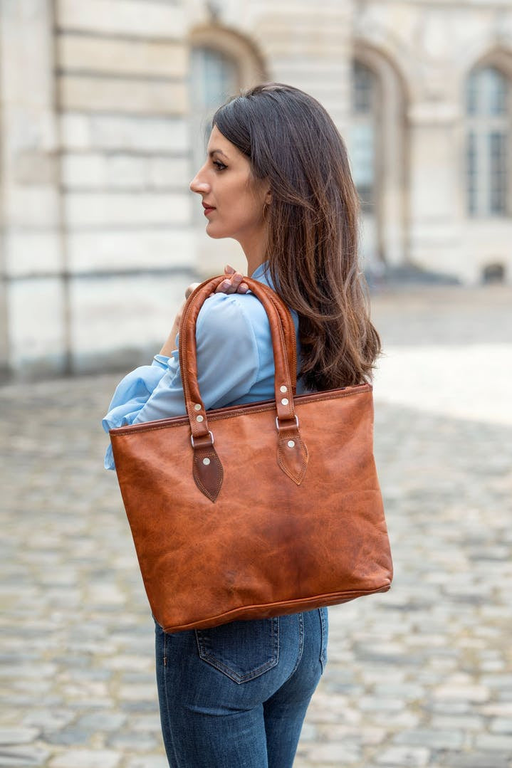 Skuldetaske patina læder