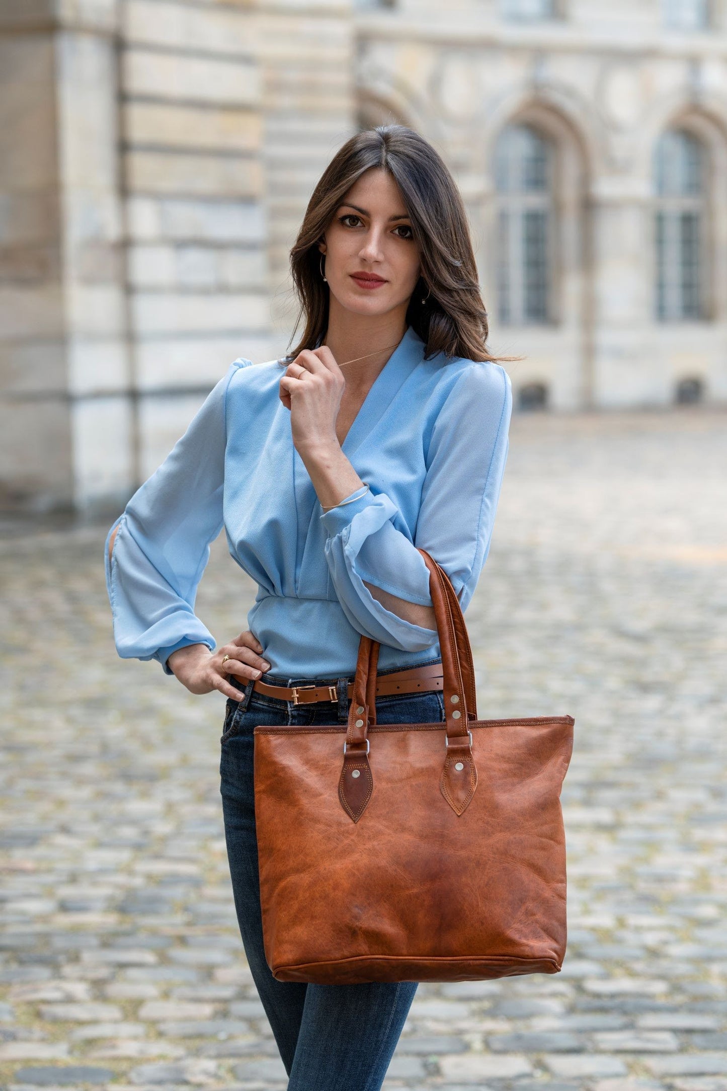 Shopping taske i læder Louisa Lee