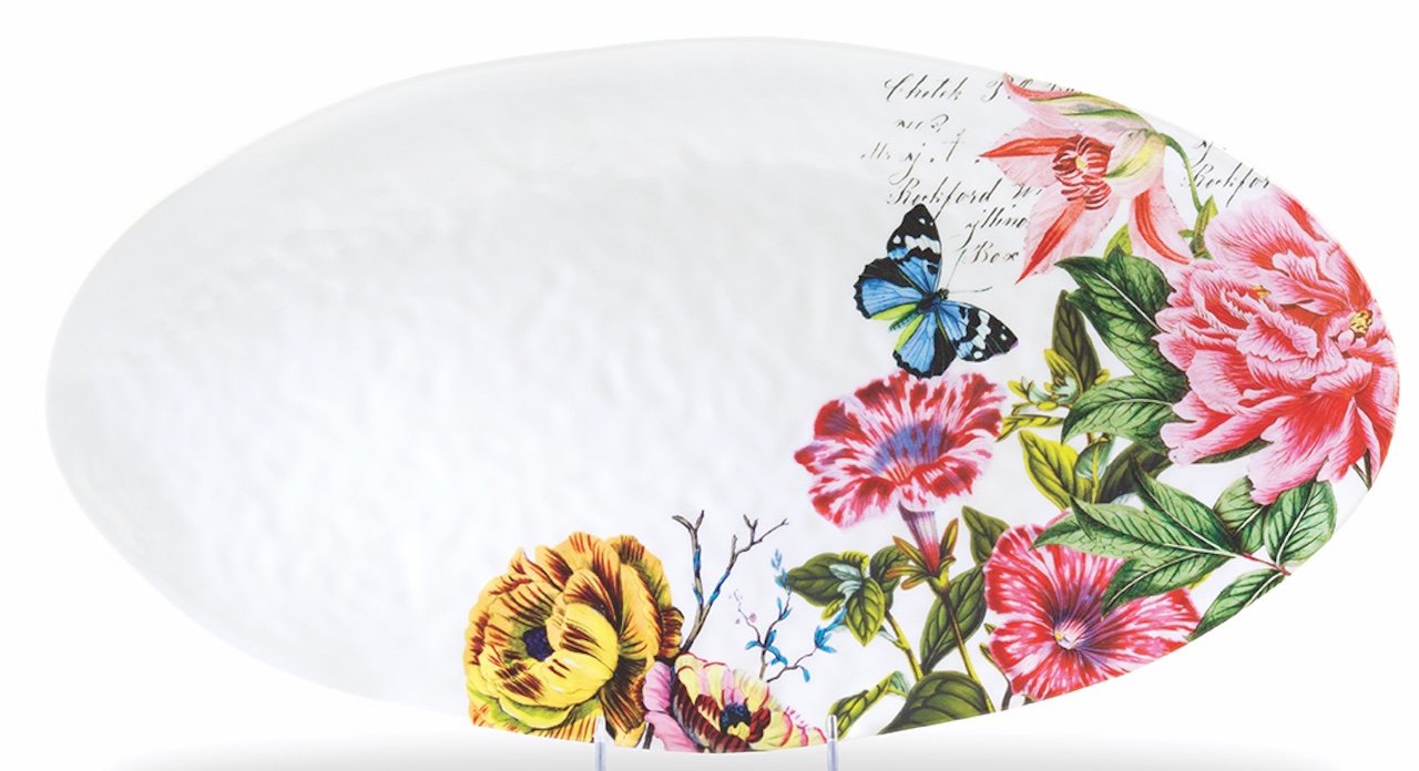 Ovalt melamin fad Peony Michel Design Works