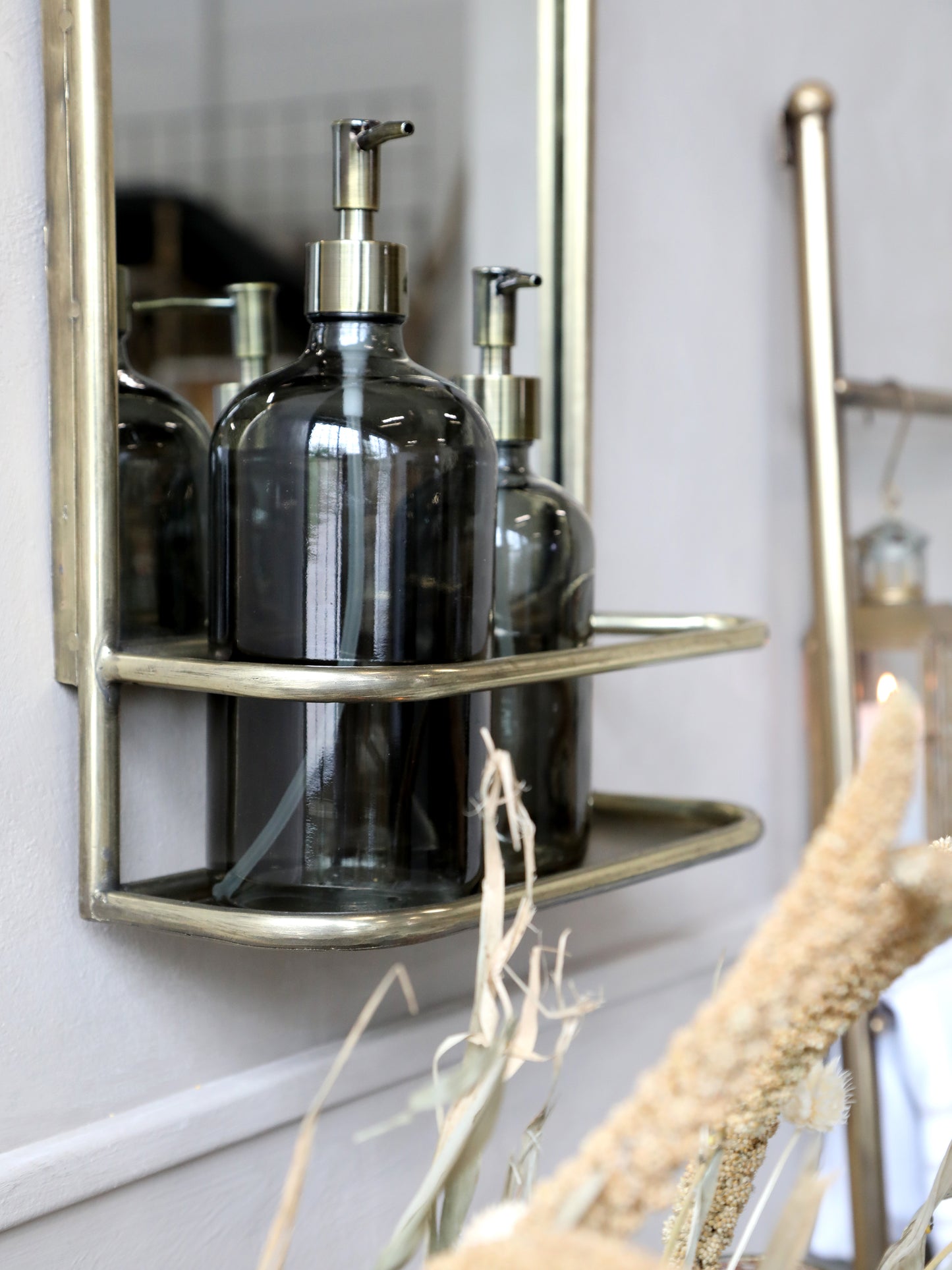Flaske Kul farvet glas med 2 pumper 1000 ml