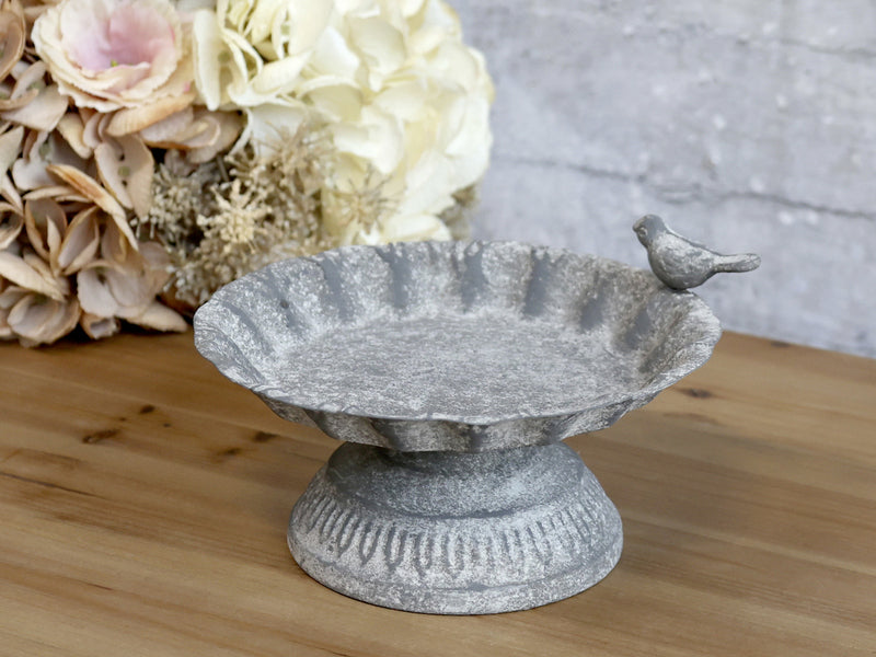 Fuglebad med fugl i jern på fod Chic Antique